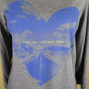 American Eagle Favorite T Tee 3/4 Sleeve Heart